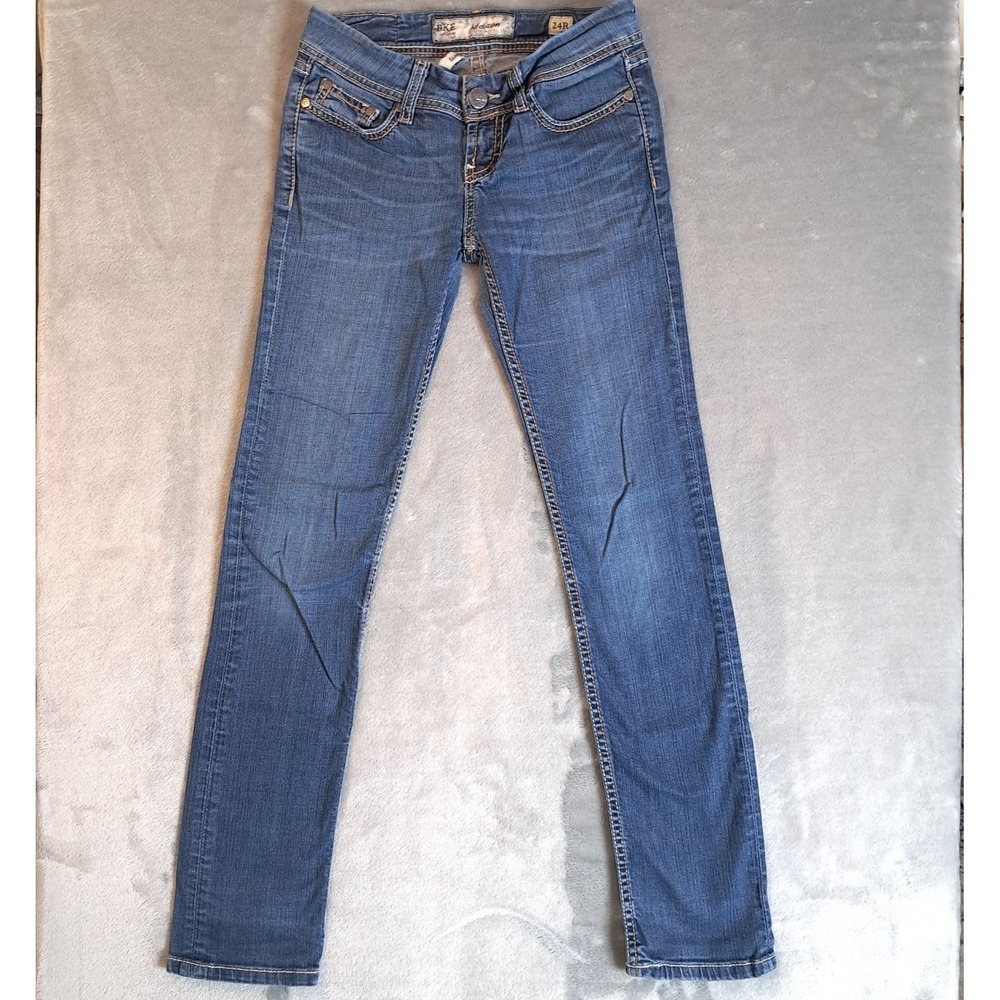 BKE Addison Skinny Jeans Womens 24R Blue Medium Wash‎ Contrast Stitch 27"x 29"